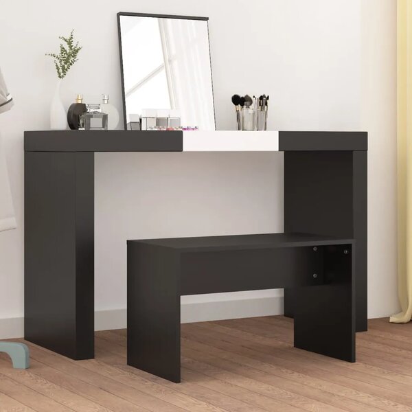 Toaletni stolac crni 70 x 35 x 45 cm od konstruiranog drva - Crna Crna