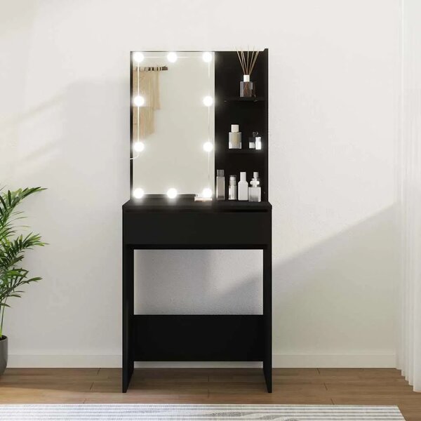 Toaletni stolić s LED svjetlima crni 60 x 40 x 140 cm - Crna 1 Crna