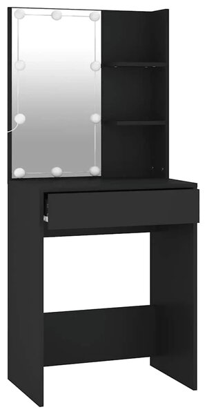 Toaletni stolić s LED svjetlima crni 60 x 40 x 140 cm - Crna 1 Crna