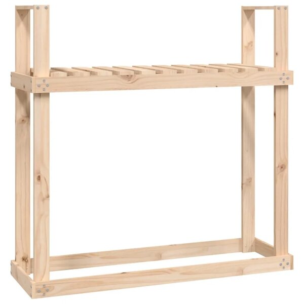 Stalak za drva za ogrjev 110 x 35 x 108 5 od masivne borovine - Prirodna boja bora Prirodna boja bora