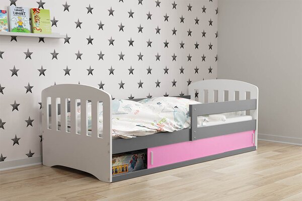 Dječji krevet sa madracem - HAPPY - 160x80 Bijeli - Grafit - Rozi ODMAH DOSTUPNO!
