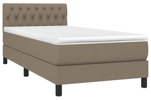 Krevet box spring s madracem LED smeđesivi 90x200 cm tkanina - Sivo-smeđa 90 x 200 cm Dizajn s gumbima Sivo-smeđa
