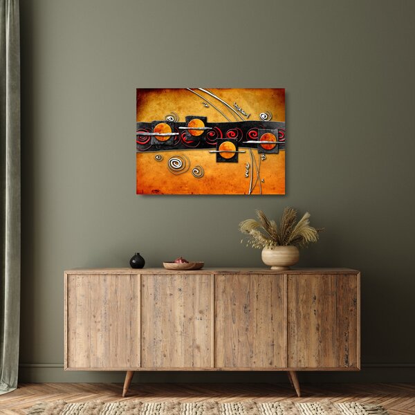 Staklena slika apstrakcije - Planeti (70x50 cm)