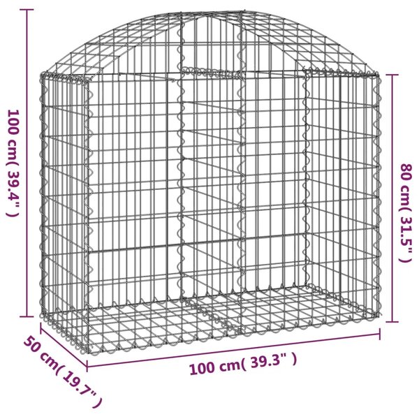 Gabion - Gabion ograde - Gabionska košara s lukom 100 x 50 x 80/100 cm pocinčano željezo - 100 x 50 x 80/100 cm 1 100 x 50 x 80/