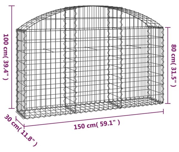 Gabion - Gabion ograde - Gabionska košara s lukom 150 x 30 x 80/100 cm pocinčano željezo - 150 x 30 x 80/100 cm 1 150 x 30 x 80/