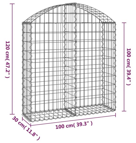 Gabion - Gabion ograde - Gabionska košara s lukom 100x30x100/120 cm pocinčano željezo - 100 x 30 x 100/120 cm 1 100 x 30 x 100/1