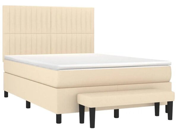 Boxspring - Krevet s oprugama i madracem krem 140 x 190 cm od tkanine - Krema 140 x 190 cm Okomite pruge Krema