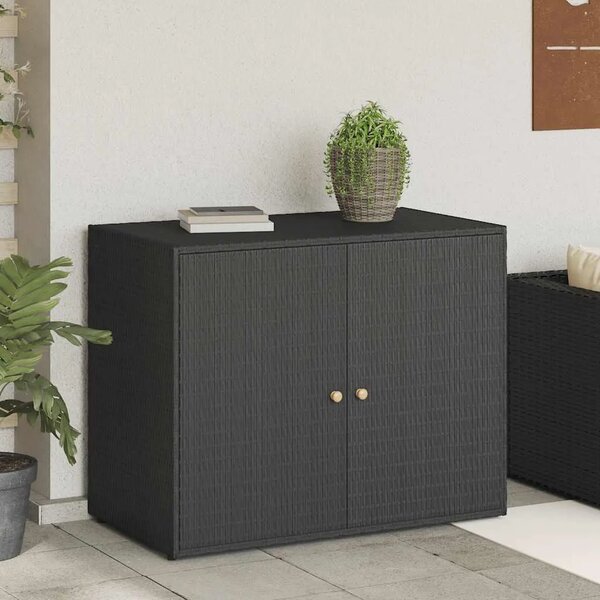 Vrtni ormarić za pohranu crni 100x55 5x80 cm poli ratan - Crna 1 1 Crna