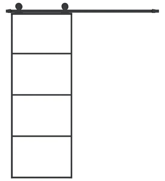 Klizna vrata s priborom 76 x 205 cm od ESG stakla i aluminija - 76 x 205 cm 1 3 vodoravne šipke 76 x 205 cm