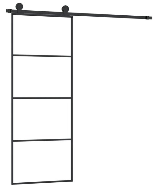 Klizna vrata s priborom 76 x 205 cm od ESG stakla i aluminija - 76 x 205 cm 1 3 vodoravne šipke 76 x 205 cm