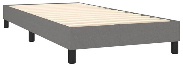 Boxspring - Krevet s oprugama i madracem tamnosivi 90x200 cm od tkanine - Tamno siva 90 x 200 cm Gladak dizajn Tamno siva