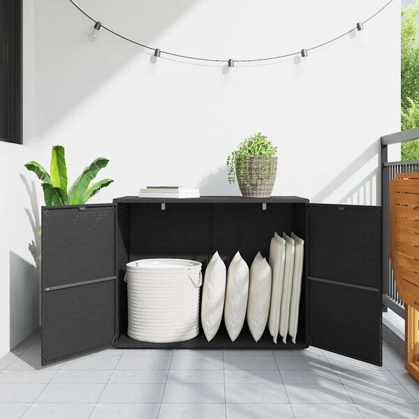 Vrtni ormarić za pohranu crni 100x55 5x80 cm poli ratan - Crna 1 1 Crna