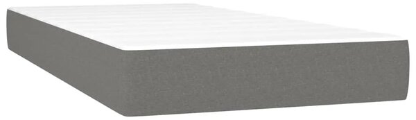 Boxspring - Krevet s oprugama i madracem tamnosivi 90x200 cm od tkanine - Tamno siva 90 x 200 cm Gladak dizajn Tamno siva