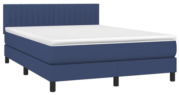 Krevet box spring s madracem LED plavi 140x190 cm od tkanine - Plava 140 x 190 cm Okomite pruge Plava