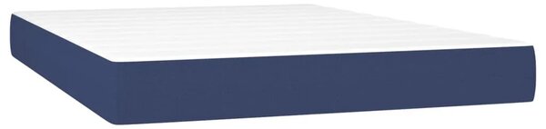 Krevet box spring s madracem LED plavi 140x190 cm od tkanine - Plava 140 x 190 cm Okomite pruge Plava