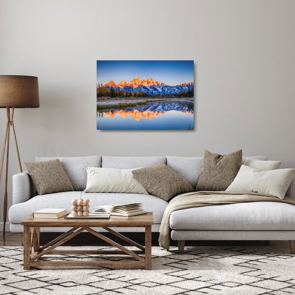 Staklena slika snježnih planinskih vrhova (70x50 cm)