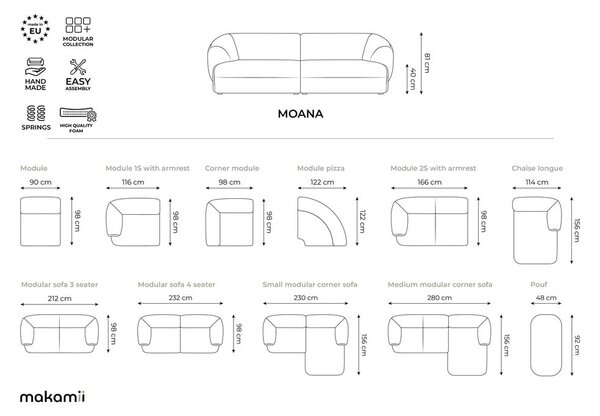 Bijela baršunasti kutna garnitura (s lijevim kutom) Moana – Makamii