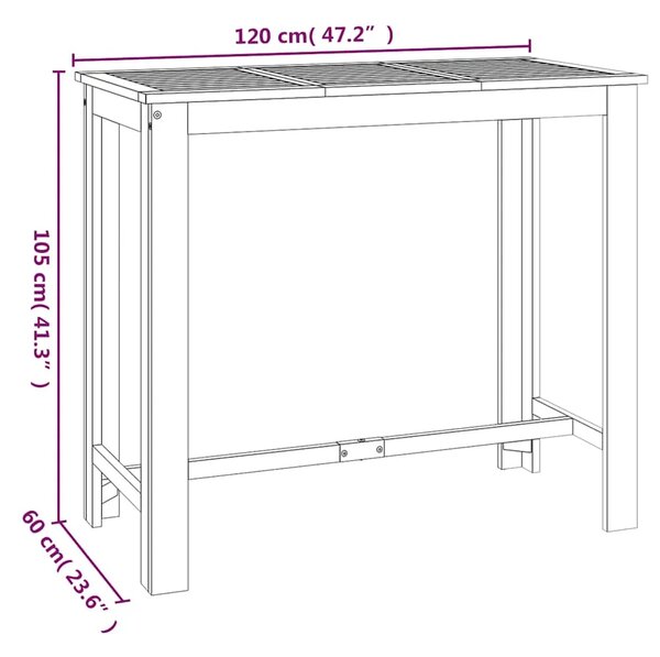 Vrtni barski stol 120 x 60 x 105 cm od masivnog bagremovog drva - 120 x 60 x 105 cm 1 120 x 60 x 105 cm