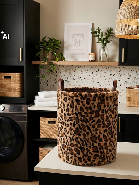 Sinsay - Plišana košara za pohranu s ručkama s leopard uzorkom