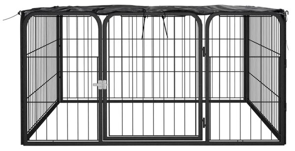 Ograda za pse s 4 panela crna 100 x 50 cm čelik obložen prahom - 100 x 100 x 50 cm 1 100 x 100 x 50 cm