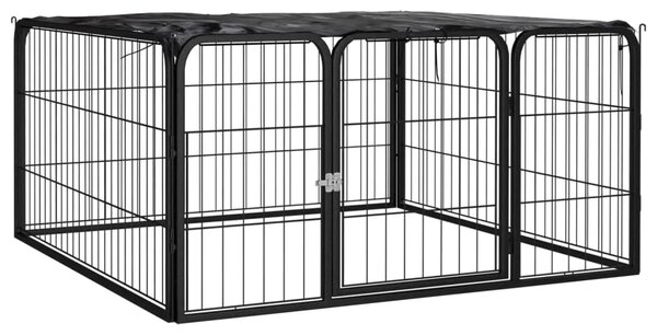 Ograda za pse s 4 panela crna 100 x 50 cm čelik obložen prahom - 100 x 100 x 50 cm 1 100 x 100 x 50 cm