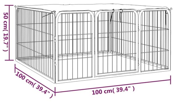 Ograda za pse s 4 panela crna 100 x 50 cm čelik obložen prahom - 100 x 100 x 50 cm 1 100 x 100 x 50 cm
