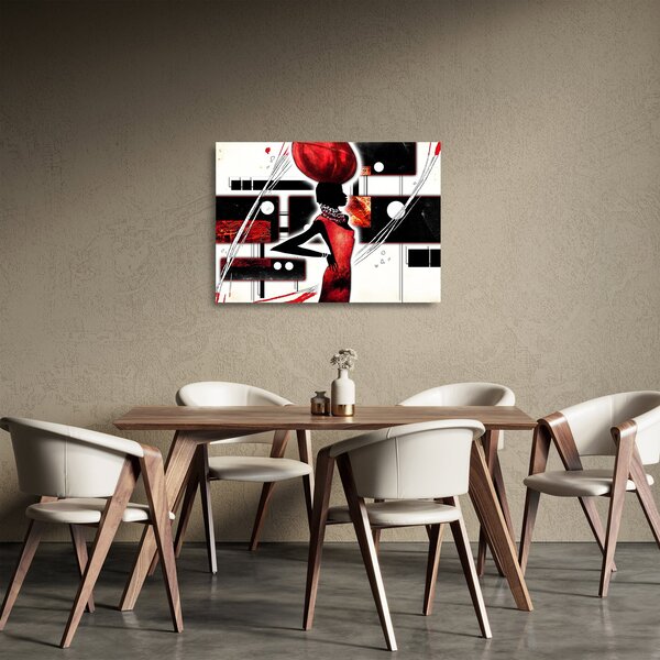Staklena slika dame na antičkoj slici (70x50 cm)