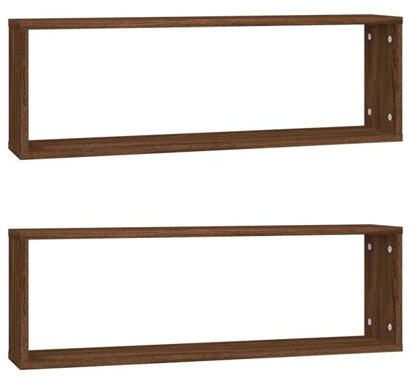 Kockaste zidne police 2 kom boja hrasta 80x15x26 5 cm drvene - Smeđi hrast 80 x 15 x 26.5 cm 2 1