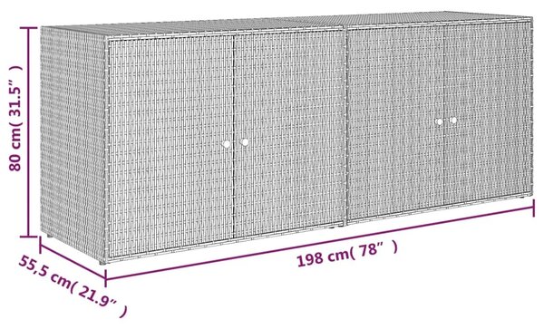 Vrtni ormarić za pohranu sivi 198x55 5x80 cm od poliratana - Siva 1 1 Siva