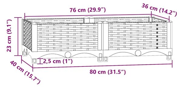 Povišena gredica 80 x 40 x 23 cm od polipropilena - Svjetlosiva 80 x 40 x 23 cm 1 Svjetlosiva