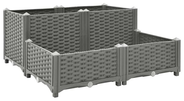 Povišena gredica 80x80x38 cm od polipropilena - Svjetlosiva 80 x 80 x (23-38) cm 1 Svjetlosiva