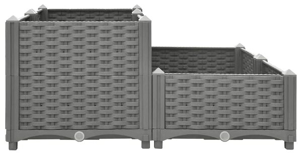 Povišena gredica 80x80x38 cm od polipropilena - Svjetlosiva 80 x 80 x (23-38) cm 1 Svjetlosiva