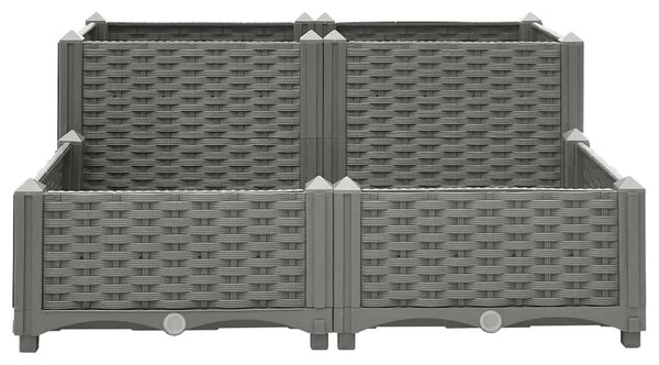 Povišena gredica 80x80x38 cm od polipropilena - Svjetlosiva 80 x 80 x (23-38) cm 1 Svjetlosiva
