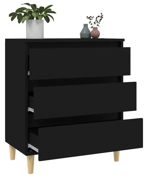 Komoda crna 60 x 35 x 70 cm od konstruiranog drva - Crna 1 Crna