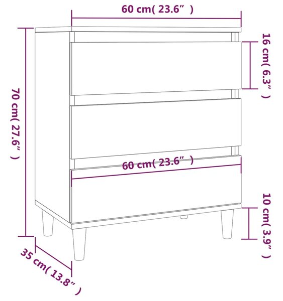Komoda crna 60 x 35 x 70 cm od konstruiranog drva - Crna 1 Crna