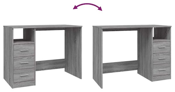 Radni stol s ladicama siva boja hrasta 102 x 50 x 76 cm drveni - Sivi hrast sonoma Sivi hrast sonoma