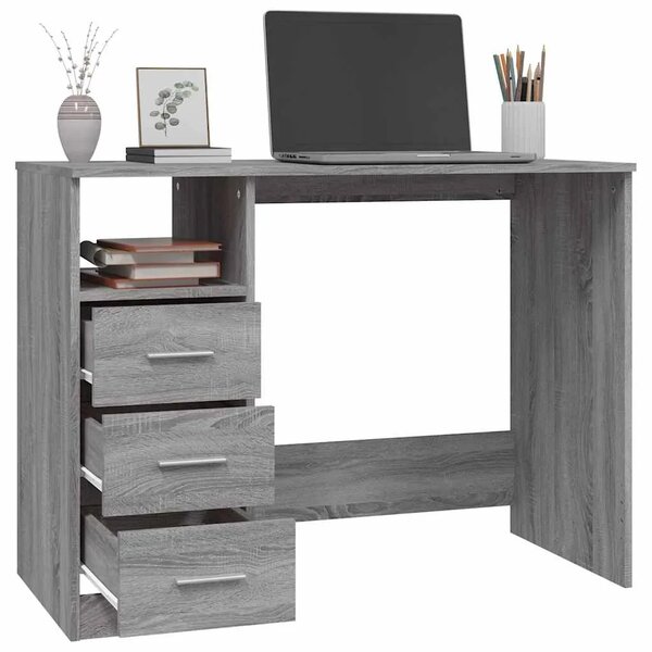 Radni stol s ladicama siva boja hrasta 102 x 50 x 76 cm drveni - Sivi hrast sonoma Sivi hrast sonoma