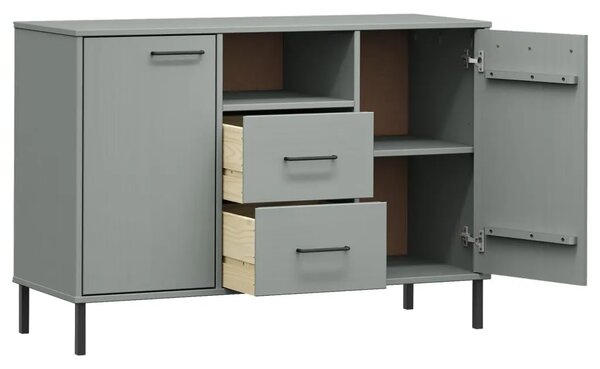 Komoda s metalnim nogama siva 113x40x77 cm masivno drvo OSLO - Siva 1 Siva