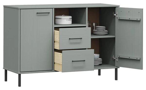 Komoda s metalnim nogama siva 113x40x77 cm masivno drvo OSLO - Siva 1 Siva