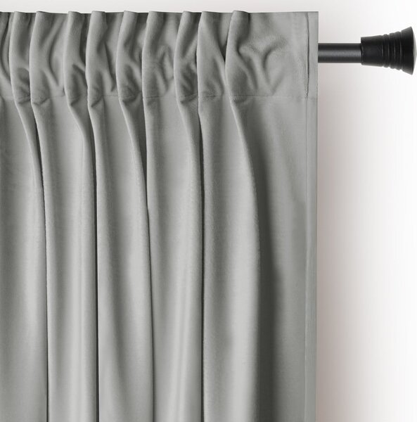 Siva zavjesa za djelomično zamračenje od samta 140x245 cm Pleat – Restilo