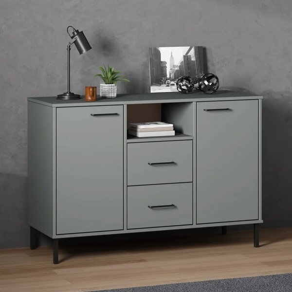 Komoda s metalnim nogama siva 113x40x77 cm masivno drvo OSLO - Siva 1 Siva