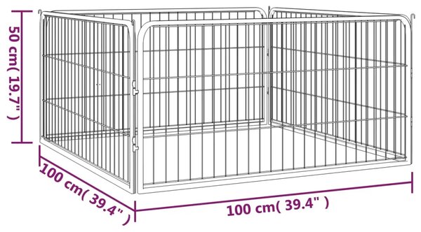 Ograda za pse s 4 panela crna 100 x 50 cm čelik obložen prahom - 100 x 100 x 50 cm 1 100 x 100 x 50 cm