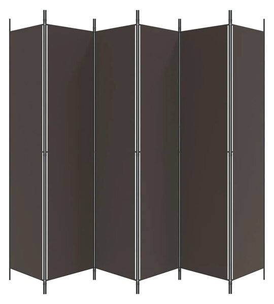 Paravan - Sobna pregrada s 6 panela smeđa 300x220 cm od tkanine - Smeđa 300 x 220 cm 1 1