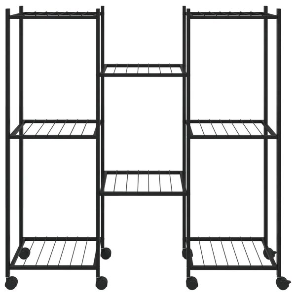 Stalak za cvijeće s kotačima 83 x 25 x 83 5 cm crni željezni - 1 S kotačem S kotačem