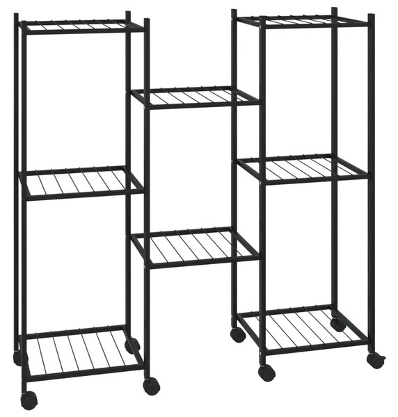 Stalak za cvijeće s kotačima 83 x 25 x 83 5 cm crni željezni - 1 S kotačem S kotačem
