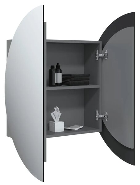 Kupaonski ormarić s okruglim ogledalom LED Siva 54x54x17 5 cm - Siva 54 x 54 x 17.5 cm 1 Siva