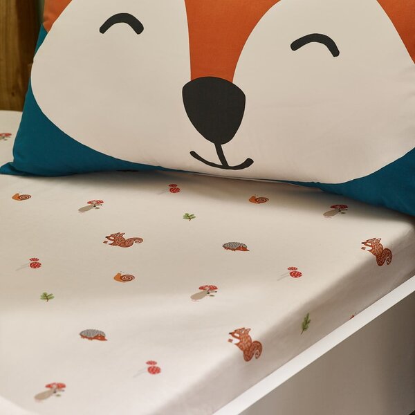 Bež dječja plahta s gumom za krevet za jednu osobu 90x190 cm Fox and Woodland Friends – Catherine Lansfield