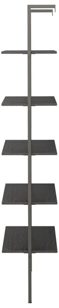 Naslanjajuće police s 5 razina crne 64 x 35 x 185 cm - Crna 1 185 cm Crna