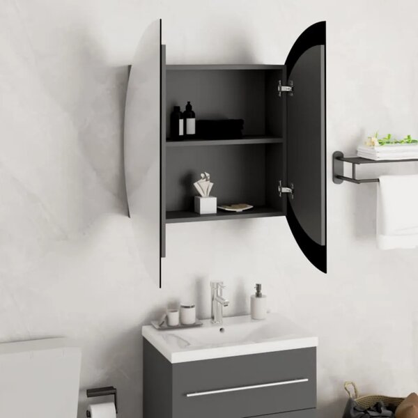 Kupaonski ormarić s okruglim ogledalom LED Siva 54x54x17 5 cm - Siva 54 x 54 x 17.5 cm 1 Siva