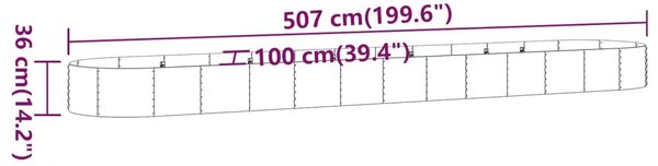 Povišena gredica - Vrtna gredica od pocinčanog čelika 507x100x36 cm smeđi - Smeđa 507 x 100 x 36 cm 1 Smeđa